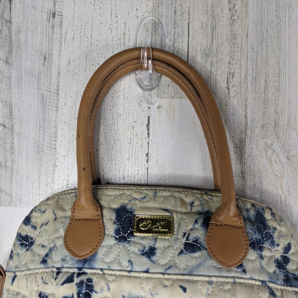 Betsey Johnson Blue Tan Bleach Dyed Shoulder Bag - Picture 2 of 16